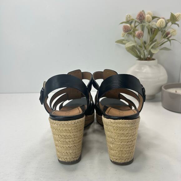 Vionic Jaylah Leather Wedge Platform Sandals Black Women's 10M Tried on - Picture 4 of 10